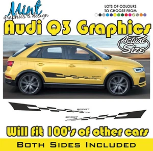 to fit AUDI Q3 Side Stripes QUATTRO S RS Decals Stickers Graphics Q2 A3 A4 001 - Picture 1 of 4