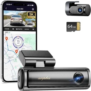 5K Dash Cam with 5G WiFi Free 64GB SD Card ADAS Dash Cam Front and Rear GPS - Picture 1 of 6
