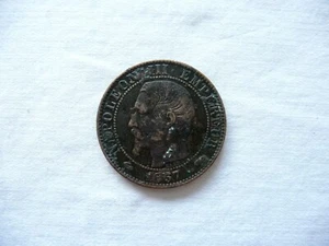 1857-MA 5 Cinq Centimes Napoleon III France Bronze Coin Free Ship - Picture 1 of 2