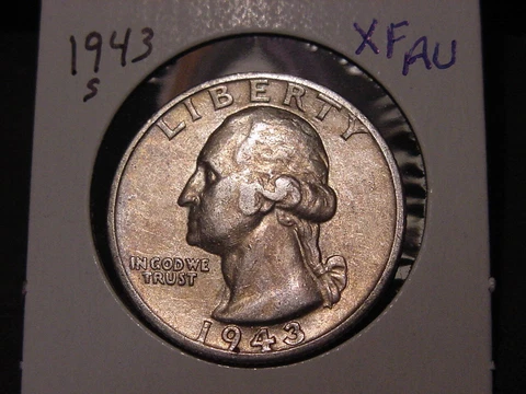 1943-S WASHINGTON QUARTER XF AU NICE FREE SHIPPING Cover