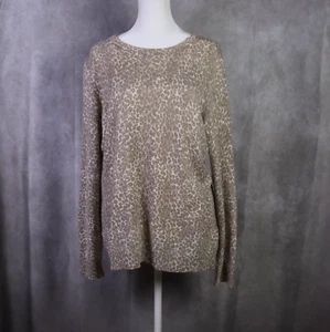 J. Mclaughlin Cashmere Sweater Womens Large Brown Animal Print Pullover Preppy - Picture 1 of 8
