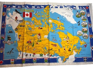 Canada Kitchen Dish Hand Towel Colorful Map 21.5x33 - Picture 1 of 5