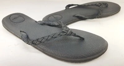 Sandalias chanclas Sanuk Yoga trenzadas de cuero para mujer 10 negras 101112767  Foto 1 de 4