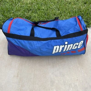 PRINCE Tennis Bag Vintage 80s BIG DUFFLE Nylon (31x12x10) RARE blue/purple/red - Picture 1 of 6