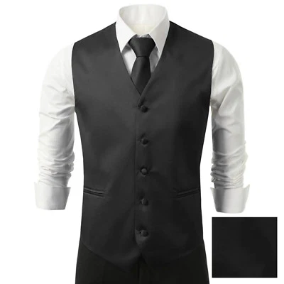 3Pcs SET Brand Q Formal Vest Tie Hankie Causal Formal Tuxedo Suit Waistcoat Coat - Image 1 of 2