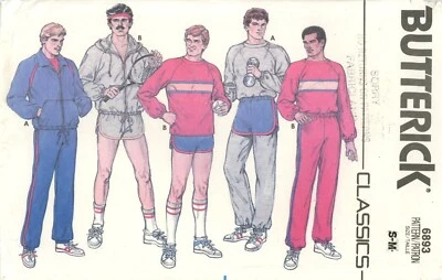 Butterick 6893 Track Suit Jacket, Pants, Short Shorts Men Sz S-M UNCUT Pattern - Image 1 of 4
