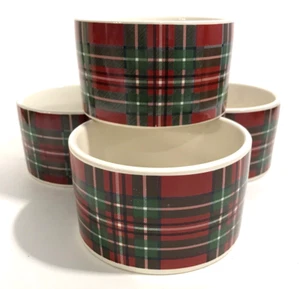 Christmas Holiday Plaid Ramekins Stackable Set of 4 by Bakeshop New in Box - Picture 1 of 9