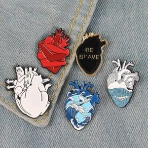 1PC Lapel Pin Brooches Anatomic Heart Brooch Pins Women Men Clothing Decorations - Picture 1 of 26