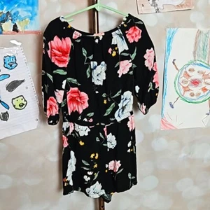 Black Floral Romper - Picture 1 of 6