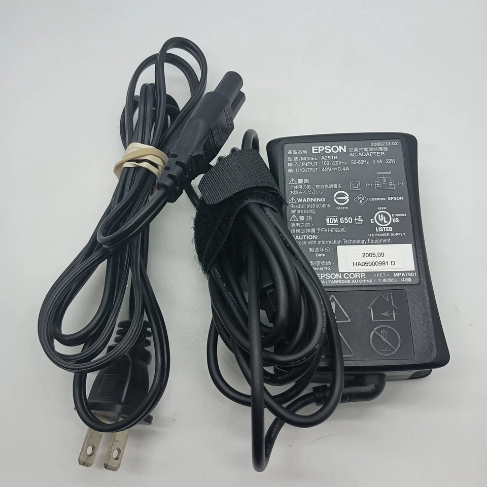 #K) Adattatore AC Epson A251B con cavo di alimentazione per laboratorio fotografico personale PictureMate - Immagine 1 di 1