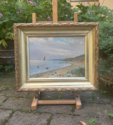 Christian Molsted (1862) North Sea Tranquility With Sailboat. Dated 1927. - Image 1 of 4