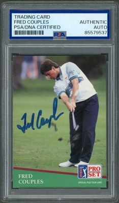 Fred Couples SIGNED 1991 Pro Set Trading Card PSA DNA Slab Masters Golf Auto - Image 1 of 2