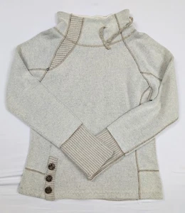 prAna Lucia Beige Wool Blend Funnel Neck Fleece Sweater Womens Size Small - Picture 1 of 8