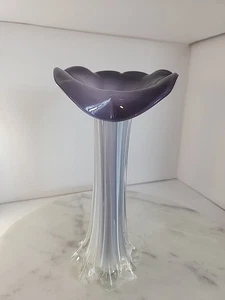 Vintage Glas gefasst Jack in der Kanzel lila & weiß mundgeblasene Kunst Vase wunderschön - Bild 1 von 5