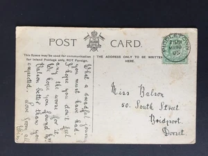 GB 1905 PIDDLETOWN ANELLO SINGOLO PMK SU H.M.S. OTTIMA CARTOLINA A BRIDPORT - Foto 1 di 2