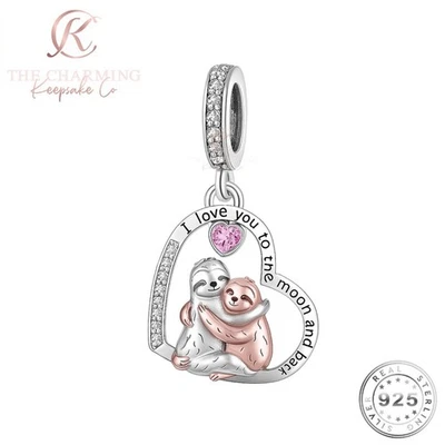 Dije perezoso genuino plata de ley 925 y oro rosa - Te amo a la luna Foto 1 de 4