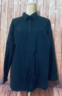 Women’s 2X Blouse Chaps No Iron Long Sleeves Button Down Black Soft  - Image 1 of 4