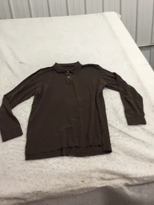 Eddie Bauer Polo Shirt Mens XL Brown Long Sleeve 1/4 Button Collared - Picture 1 of 9