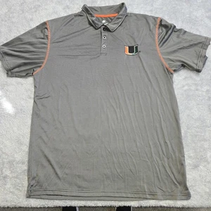 University of Miami Hurricanes Shirt Mens Large Gray Performance Polo  - Picture 1 of 10