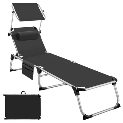 Sonnenliege Aurelie aus Aluminium, 6-stufig Strandliege schwarz B-Ware - Bild 1 von 4