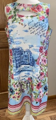 Gabby Skye Venice Floral Print Sleeveless Sheath Dress Sz 12 Art to Wear - Image 1 of 4
