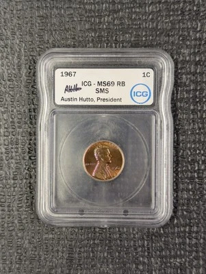 1967 SMS MS 69 RB Lincoln Memorial Cent ICG - Red Toned 1c New White Label - Image 1 of 4