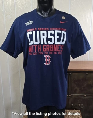 Boston Red Sox Shirt Men's XLarge Blue Nike World Series Cursed With Greatness - Image 1 of 4