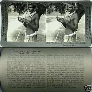 Keystone Stereoview Native Hunter, Belgian Congo, Africa From 600/1200 Set #818 - Picture 1 of 2