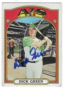 DICK GREEN 1972 TOPPS AUTOGRAPHED SIGNED # 780 OAKLAND A'S - Picture 1 of 1