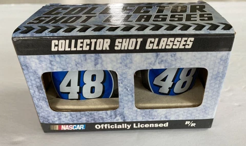 NIP Lot of 2 Nascar Jimmie Johnson #48 Shot Glasses round and square NASCAR Cover