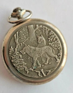 Molnija wolves pocket watch Quality mark vintage ussr, wolves hunting forest - Picture 1 of 6