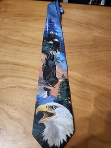 Ralph Marlin Men’s Tie Vintage 1995 Bald Eagle Fish Eagles - Picture 1 of 6