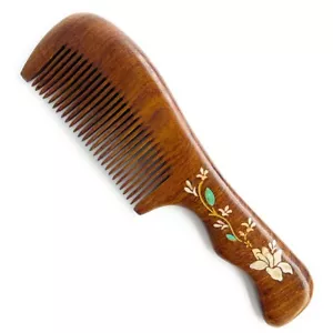 Natural Handmade Sandalwood Hair Comb, Anti-Static Hair Detangler Wooden Comb... - Picture 1 of 2