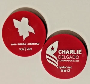 2020 Ficha pvc CHARLIE DELGADO PARTIDO POPULAR PUERTO RICO Wooden Nickel Token - Picture 1 of 3