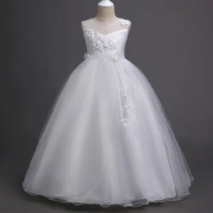 Kids Flower Girls Long Maxi Dress Bridesmaid Christmas Party Pageant Prom Gown - Picture 1 of 29