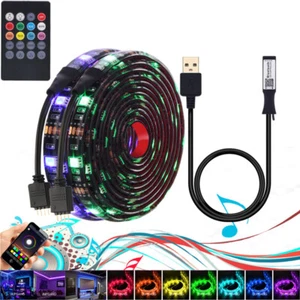 5V USB LED Strip Lights RGB 5050 Multi Color Changing Kitchen TV Lighting+Remote - Picture 1 of 13