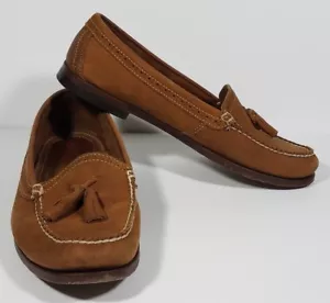 Stuart McGuire brown Handcrafted Italian leather slip on tassel shoes mens 8.5 - Picture 1 of 12