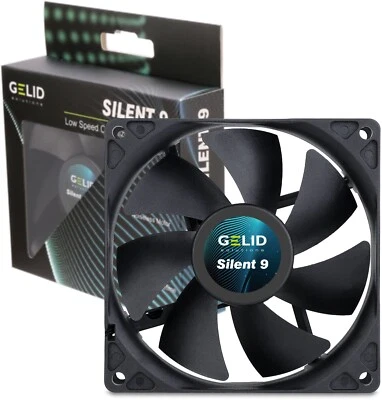 Gelid Solutions Silent 9 Quiet Black Case Fan 9cm 90/92mm 1500rpm 31.3CFM 3-Pin - Image 1 of 4