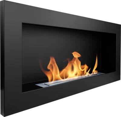 Gel & Wall Ethanol Fireplace 90cm Black Matt Gel Fireplace Ethanol Fireplace - Image 1 of 4