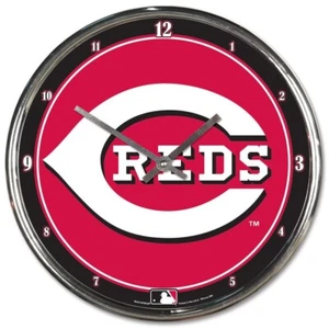 CINCINNATI REDS LOGO 12" CHROME ROUND WALL CLOCK NEW WINCRAFT ⚾ - Picture 1 of 1