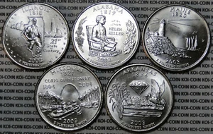 BU UNC United States 2003 5x state quarters 25 cent coins P or D - Picture 1 of 3