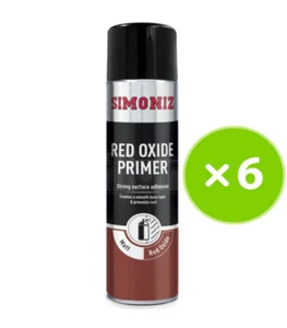 Simoniz Red Oxide Primer Acrylic Car Spray Paint Aerosol 500ml Smooth Finish x 6 - Picture 1 of 3