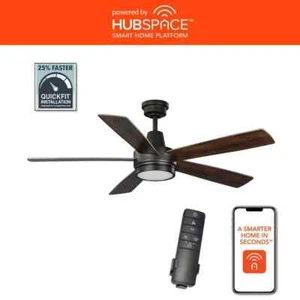 Hampton Bay Fanelee 54 in. White Color Changing LED Bronze Smart Ceiling Fan - Picture 1 of 16