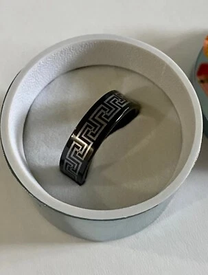 Banda de carburo de tungsteno de 6 mm diseño griego de moda Foto 1 de 3