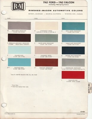 Ford Fairlane Falcon Galaxy 1963 astillas de pintura (R-M) Foto 1 de 2