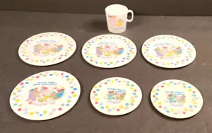 VINTAGE 1985 RARE POPPLES MINIATURE TEA SET PLATES CUP CHILTON GLOBE PIECES - Picture 1 of 4