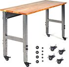 Fedmax 48" Wide Adjustable Height Rolling Workbenches for Garage - Acacia