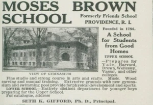 1910 Moses Brown School Former Friends Gifford Providence RI Vtg Print Ad CO2 - Picture 1 of 1