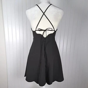 Lulus Play On Curves Mini Dress Juniors Small Black Satin Sleeveless Skater - Picture 1 of 13