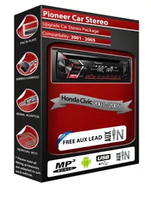 Honda Civic car stereo, Pioneer CD MP3 player radio plus Front USB AUX in - Picture 1 of 5